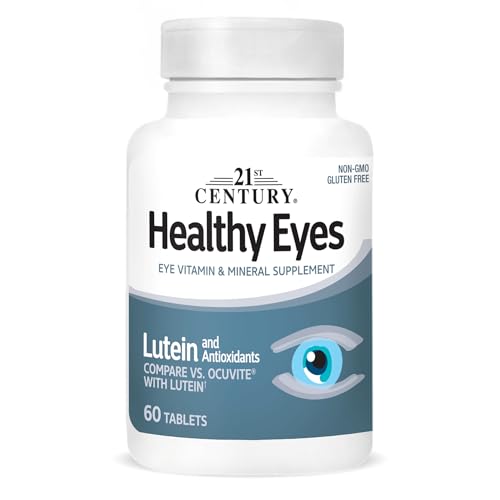 21st Century Healthy Eyes with Lutein Tablets, (60 Count), Eye Vitamins & Mineral Supplement with Antioxidants for Vision Support, Eye Health Supplements for Adults & Seniors, Non GMO & Gluten Free
