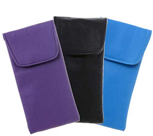3 Pack Eyeglass Case Top Closure, Slip In Eyeglass Case Soft Faux Leather For Large Glasses, Women Men #TOP7