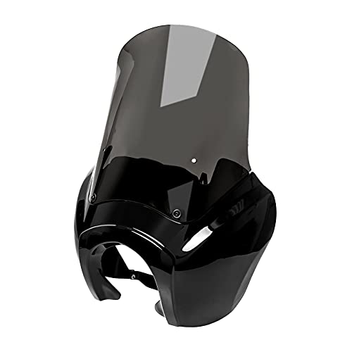 Benlari Headlight Fairing windshield Culb Style Compatible for Harley Davidson Dyna Super Glide T-Sport 2006-2017 (Gloss Black & Smoke)