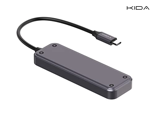 Image of KIDA USB-C Hub, 4-in-1 Multiport Adapter Dock (USB 3.2 Type-C x 4) High Speed Data Transfer Rate, Compatible with Mac & Windows - Transparent Design - (12months Warranty) - Grey