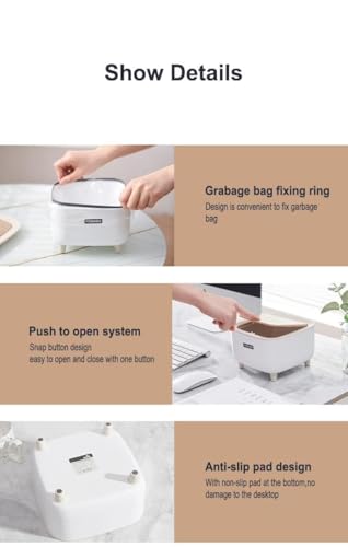 Image of GASTLY Modern Mini Dustbin for Desk with Push Button Lid, Compact Plastic Garbage Bin for Office, Home, Bathroom, Bedroom & Tabletop Use (Pack of 1)