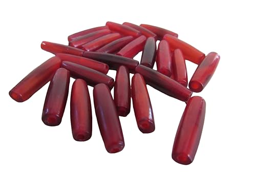 Genuine Red Buffalo Bone Hairpipe Beads (1 Inches / 25 Pieces) Native American Beads