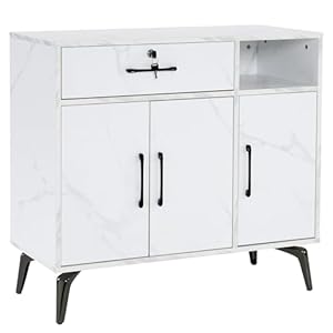BarberPub Barber Station for Hair Stylist, Beauty Salon Storage Cabinet, Spa Equipment with 4 Legs, Modern Utility Makeup Equipment, Styling Dressing Table 3163 (White)