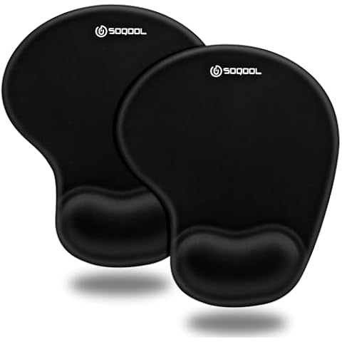 SOQOOL 2 Pack Ergonomic Mouse Pads with Gel Wrist Rest Support Cover