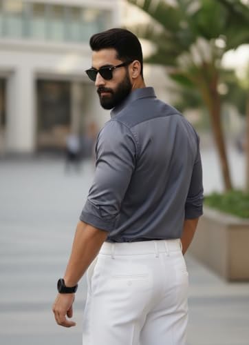 Image of IndoPrimo Men's Stylish Satin Shirt for Party, Formal, Daily and Casual Wear Full Sleeve Shirt for Men