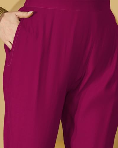 Image of Amazon Brand - Tavasya Women Vichitra Zari Sequence Embroide Kurta with Pant and Dupatta|Salwar Suit|Kurta Set|3 Piece Set