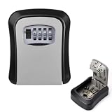 Strehknewen Cassetta portachiavi, Keybox da muro, codice combinato, resistente alle intemperie, impermeabile, robusta in metallo + PVC rigido, cassetta di sicurezza per chiavi e carte, grigio