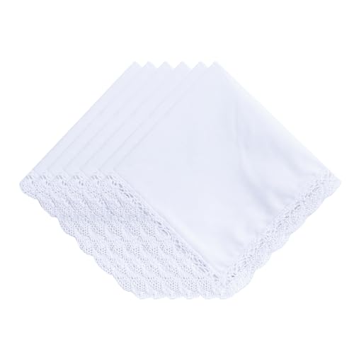 6 Pack of Ladies Embroidery Cotton Handkerchiefs Lace Wedding Hankies2