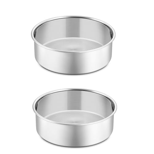 P&P CHEF 5 Inch Cake Pan Set of 2 Stainless Steel Round Baking Cake Pans