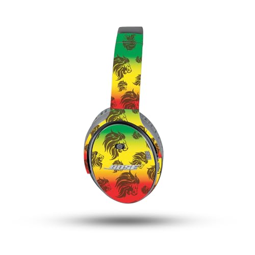 Image of MightySkins Skin Compatible with Bose QuietComfort 35 II Headphones - Rasta Lion | Protective, Durable, and Unique Vinyl Decal wrap Cover | Easy to Apply, Remove, and Change Styles