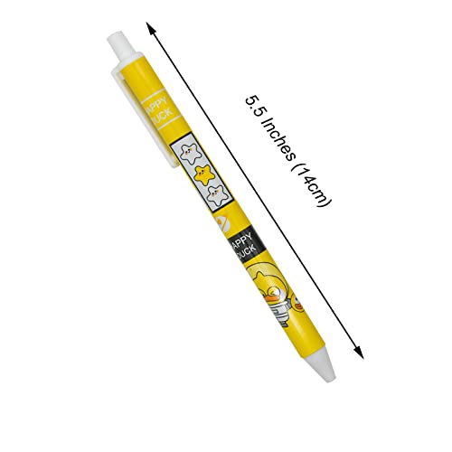 Lopenle 12Pcs Little Yellow Duck Print Pens Happy Lovely Duck Retractable Gel Pens Black Ink For Kids School Supplies Office Party Birthday. #TOP4