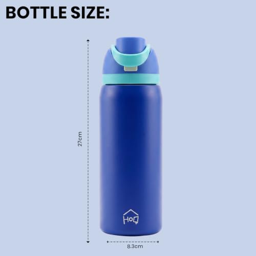 Image of House of Quirk Sippease Stainless Steel Water Bottle with Straw for Sports and Travel BPA-Free 950ML (Blue)