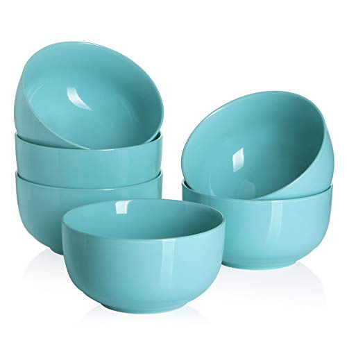 Teocera Müslischale, Suppenschüssel-Set, Porzellan, mikrowellengeeignet, 625 ml, für Müsli, Suppe, Haferflocken, 6 Stück, Türkis Cover