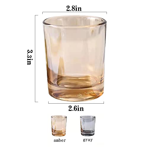Cawein Glass Tumbler Cup 2Pcs，Toothbrush Cup ，Holder For Makeup Brushes, Toothbrushes, Glasses, And Brushes On Bathroom (Amber & Gray) #TOP1
