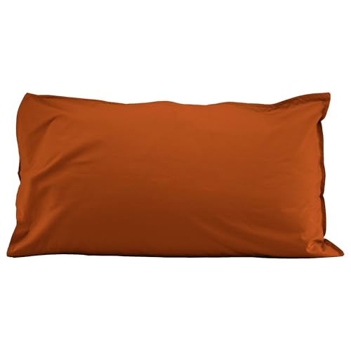 Fazzini Par de fundas de almohada con 4 volantes de puro percal de algodón 200 TC altísima calidad Art. Arianna 52 x 82 cm (Copper 296)
