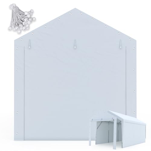 Image of ADVANCE OUTDOOR 10x20 ft Carport Replacement Door with Zippers Tarp, Heavy-Duty Waterproof & UV Protected, Easy Installation with Ball Bungees, White, One Door Only