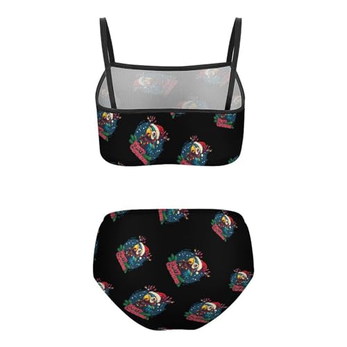 Merry Christmas Parrot Girls Swimsuits Two Piece Bikini Sets Beach Sport Swimwear Bathing Suit2