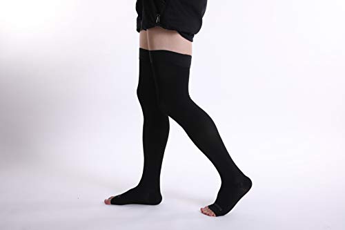 Doc Miller THIGH-HIGH-OPENTOE-1520-BLK-L Thigh High Compression Socks Women And Men 15-20Mmhg thumb #8