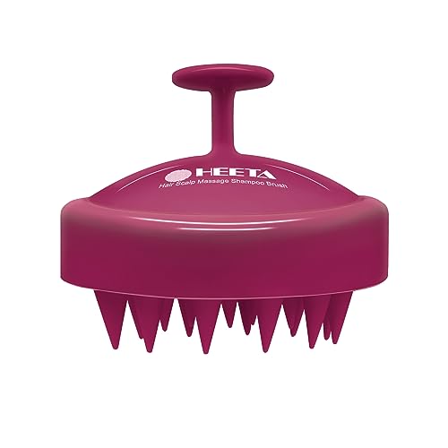 HEETA Scalp Massager Hair Growth, Soft Silicone Scalp Scrubber Shampoo Brush for Exfoliation, Dandruff Removal Head Massage Stress Relax, Wet & Dry Use for Thick Thin Curly Hair Care, Red