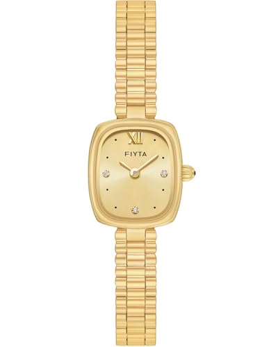 Image of FIYTA Women's Watch - Elegant Gold Small Square Luxury Watch with Sapphire Crystal; 316L Stainless Steel Jewelry Bracelet, Timeless Gift for Her, Mother's Day, Gift Box Included