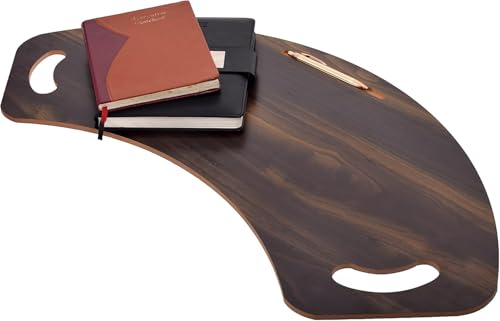 Image of Vruta Wood Curved Lap Desk Use on Chair & Bed as Study Pad or Writing Pad Table Tray with Handles for Laptop Multipurpose Board Both Side Pre Laminated Wooden (Made in India) (Brown), 780 x 8 Mm