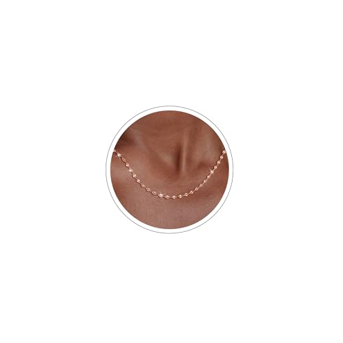 Carffordo 925 Sterling Silver Necklace Rose Gold Chain Necklace for Women 18 Inches Simple Dainty Necklace for Women Waterproof Trendy Jewelry Gift