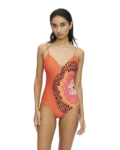 Maillot de bain avec col en V floral rouge : votre style élégant pour la plage