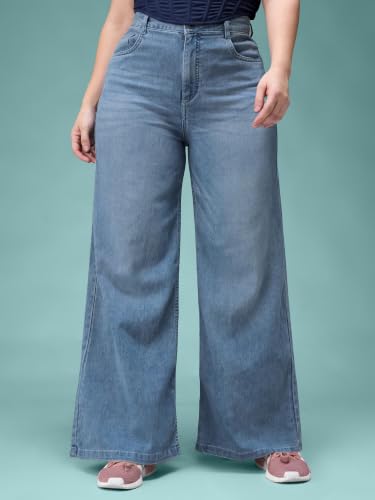 Image of Miss Chase A+ Women's Wide-Leg High Rise Regular-Length Stretchable Denim Jeans