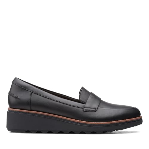Clarks Damen Sharon Gracie Penny Loafer, Schwarz Leder, 36.5 EU – Ansicht 2