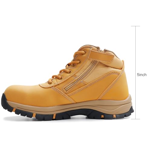Image of Men's 5 inch Waterproof Steel Toe Work Boots, Side Zip Safety Shoes OX2518 | Insulated, Puncture Resistant