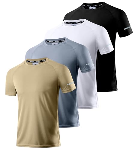 Image of Men's Quick-Dry Sportswear T-Shirts,4 /6 Pack Breathable Moisture Wicking Gym Tops for Training & Workout,Short Sleeve Tees