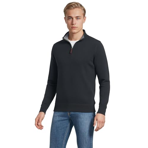 Lands’ End Bedford Rib Quarter Zip Pullover Sweater Large Dark Charcoal Heather