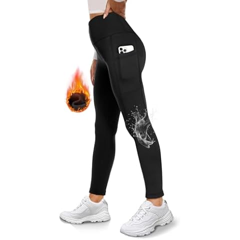 GAYHAY Fleece Lined Leggings Women - Thermal Winter Warm Water Resistant High Waisted Running Hiking Pants with Pockets Black Cover