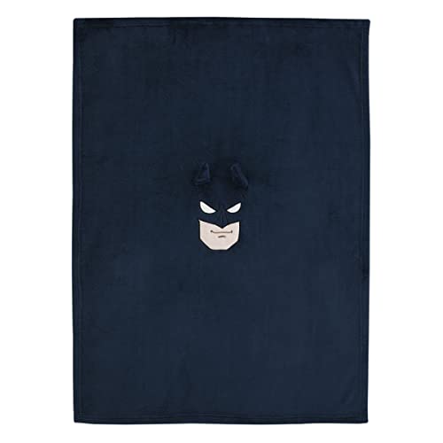 Image of NoJo Warner Brothers Batman The Caped Crusader Navy, Gray and Yellow Batman Character Shaped Blanket