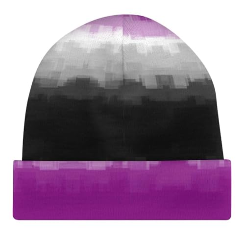 Asexual Pride Flag LGBTQ Kids Beanie Hat for for Girls Boys Children Cap Winter Knitted Chemo Cancer Headwear Accessories Gifts Decoration Black4