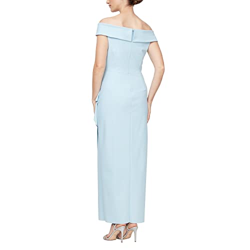 Image of Alex Evenings Women's Slimming Long Side Ruched Dress with Cascade Ruffle Skirt