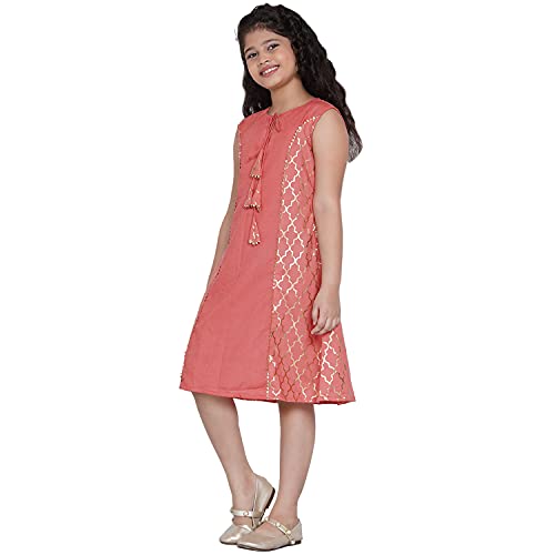 Image of Bitiya By Bhama Baby-Girl's Cotton Blend Fit and Flare Midi Casual Dress