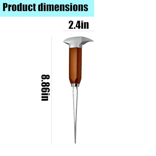 8.86-inch Stainless Steel Ice Pick with Wooden Handle - Heavy Duty Ice Breaker Tool for Kitchen, Bar, Bartender, Home & Commercial Use (8.86inch)
