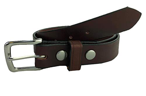 Handmade Amish Men's Leather Belt Crafted Rustic Cowhide with Snap On Buckle