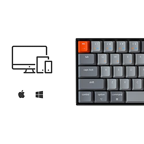 Image of Keychron K6 65% Compact Wireless Mechanical Keyboard for Mac, Hot-swappable White Backlight, Bluetooth, Multitasking, Type-C Wired Gaming Keyboard for Windows with Gateron Red Switch