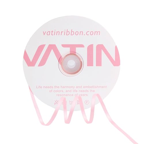 VATIN Pink Satin Ribbon 1/8 Inch x 100 Yards for Gift Wrapping