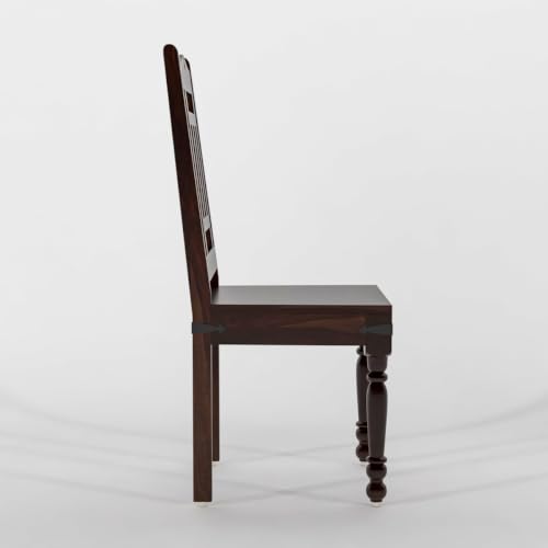 Image of JEENWOOD Premium Solid Wood Dining Chairs Featuring an Elegant Geometric Spindle Back, Rich Finish for Classic Home Seating Set of 2