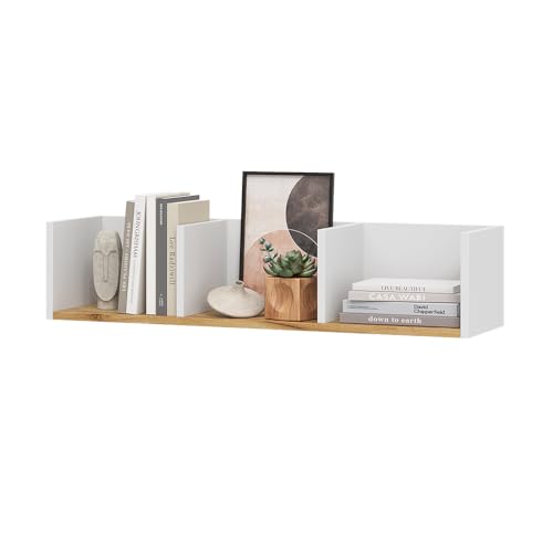Miniatura 6 de Vicco Estante De Pared Tomy, Roble Blanco Dorado, 90 X 20 Cm