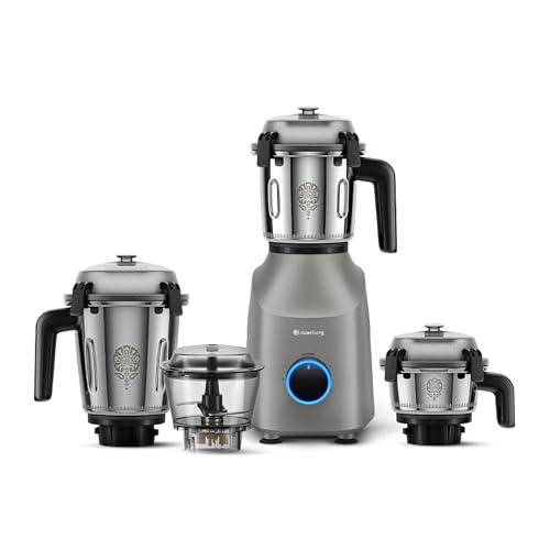 Image of Atomberg Tavi Mixer Grinder |110 V only for US & Canada | Unique Coarse Mode for Silbatta-Like Texture | Intelligent 600W Motor | 4 Jars Including Chopper Jar | Matte Sand Grey