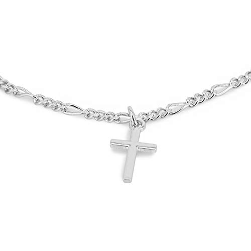 Vanbelle Rhodium Plated 925 Sterling Silver Dangling Cross Charm Bracelet For Women And Girls #TOP1