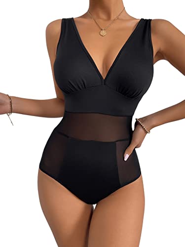 SheIn Damen Tank Body Tiefer V Ausschnitt Mesh Stretchy Bodysuit Casual...