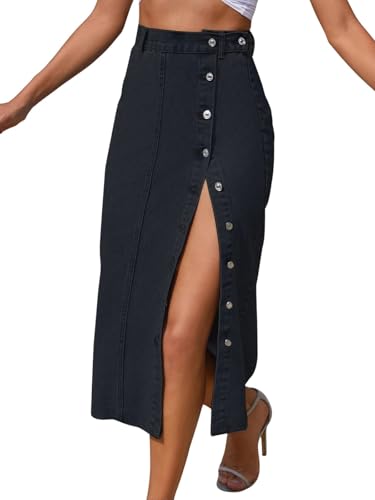 Image of GRECIILOOKS Denim Skirt for Women | Long Skirt for Women | Skirt for Women | Denim Skirt for Women Long | Pencil Skirt for Women