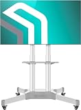 ONKRON Soporte de TV con Ruedas para TV de 32-65 Pulgadas hasta 50 kg, Soporte de Pie TV Regulable en Altura Máx 600x400 VESA Soporte TV Suelo - Soporte TV Movil/Soporte Pie TV Blanco TS1351-W