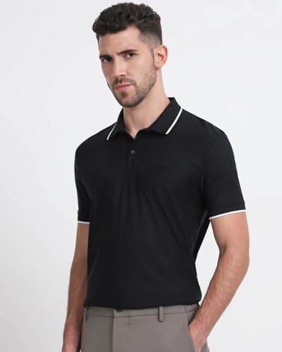 Image of MUFTI Black Solid Polo T Shirt