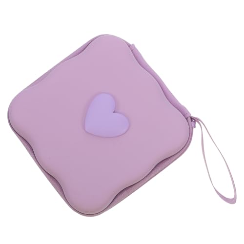 Healvian Bolsa para Compresas Menstruales Portátil de Eva Forma de Corazón en Color Lavanda, Diseño Compacto y Discreto para Almacenamiento Femenino en Viajes y Maletas